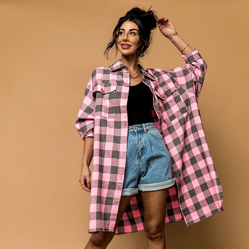 NWT Dressed in LALA Ziggy Oversized Grunge Flannel
